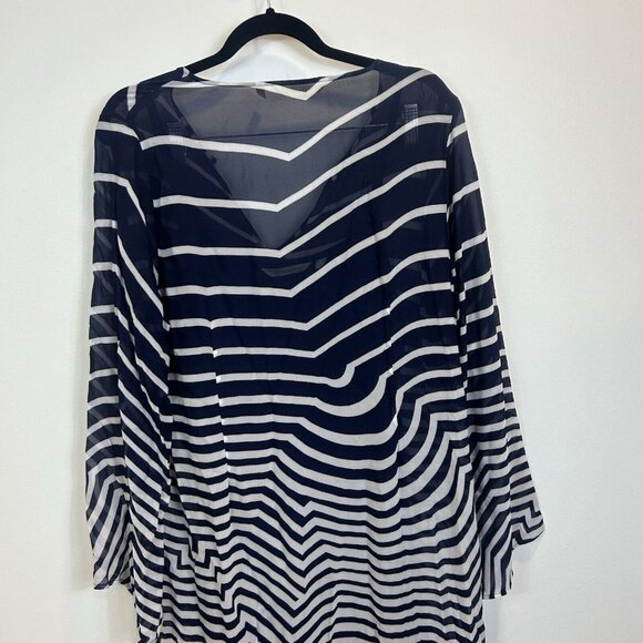 Soft Surroundings Size Large Deco Dress Blue White Striped W/ Slip Lining 2DC89 - Picture 9 of 11